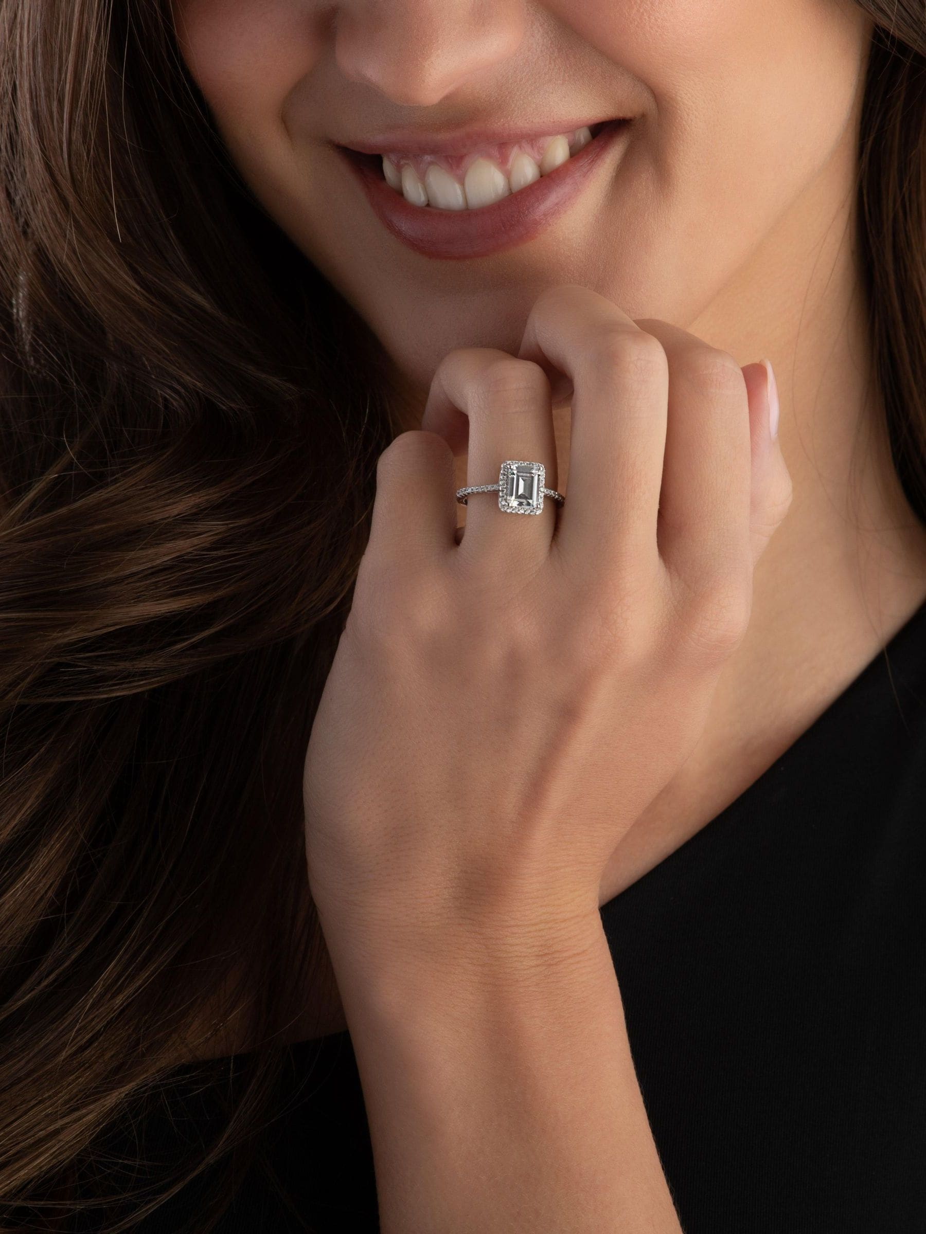 Sterling silver cubic zirconia halo ring (British brand)