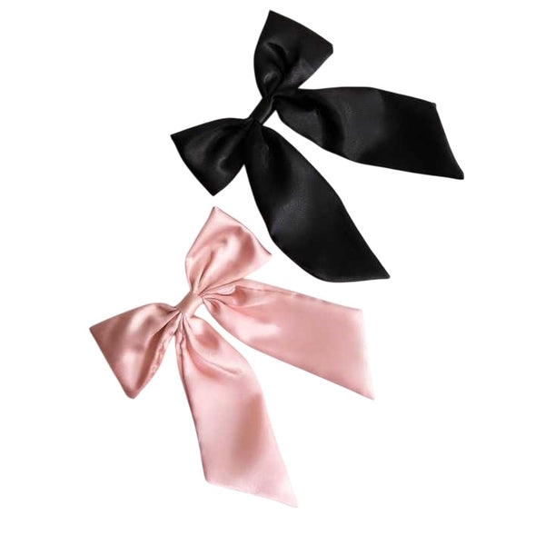 Danielle Creations Large Bow Barette Clips Pink Black - British product