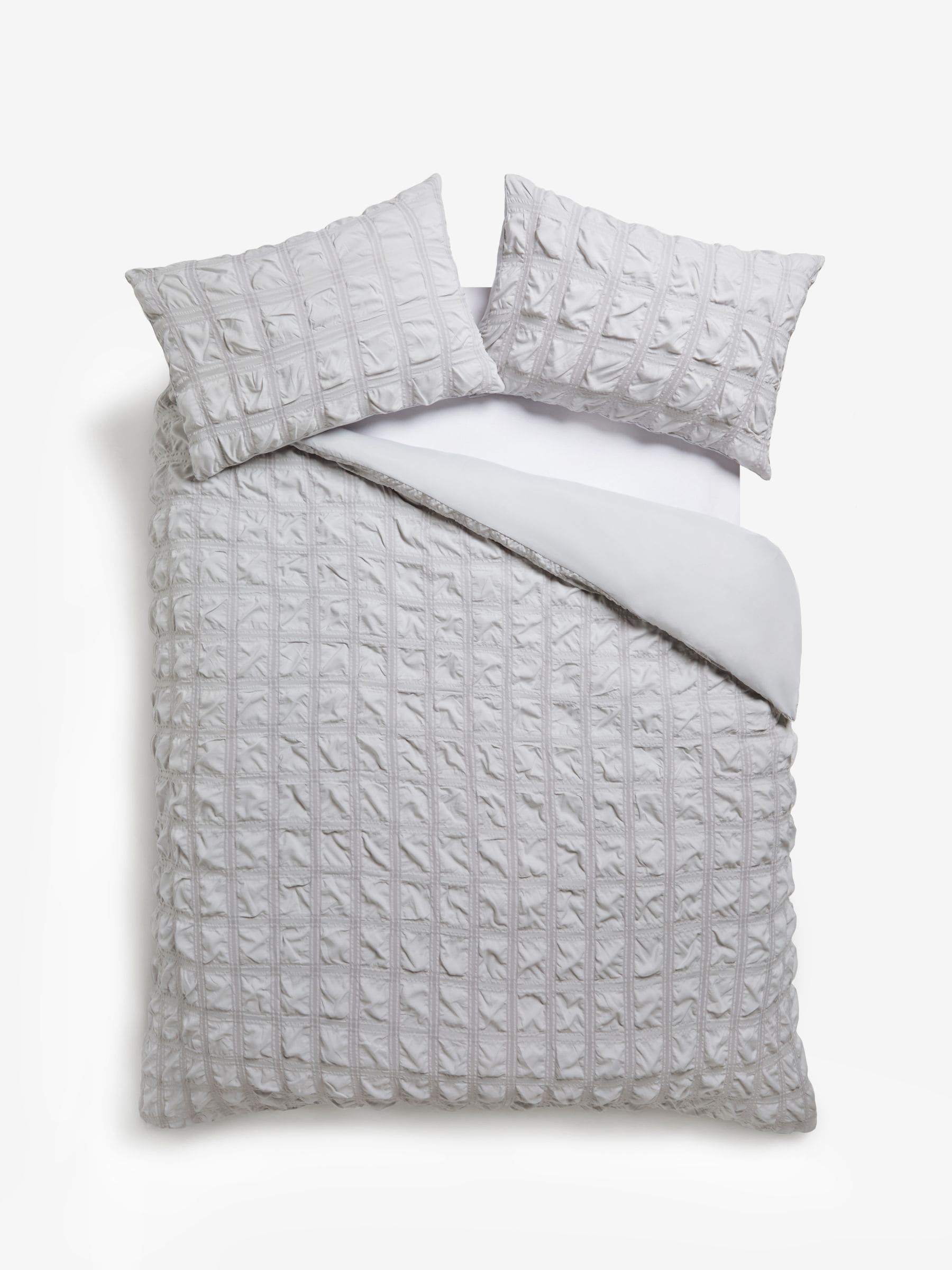 Silver grey seersucker duvet cover and pillowcase set (British brand)