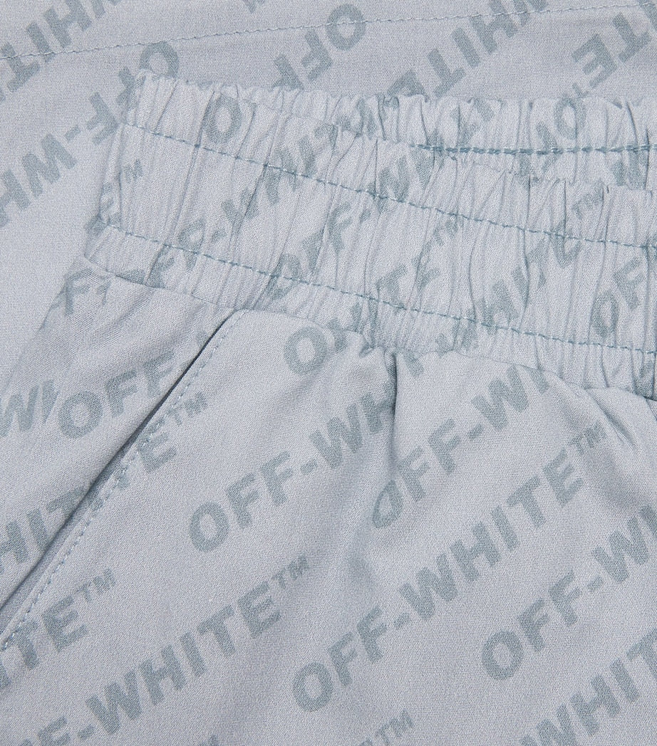 Off-White Kids Logo Bowling Shorts 4-12+ years, imported from the UK