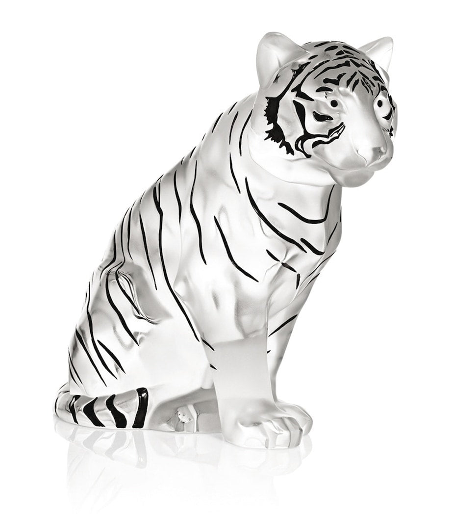 Lalique Sitting Crystal Tiger Sculpture