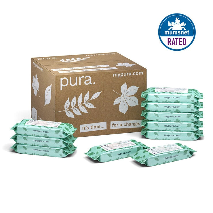 Pura 100 Plastic Free Biodegradable Baby Wipes 10 x 70 Pack 700 Wipes