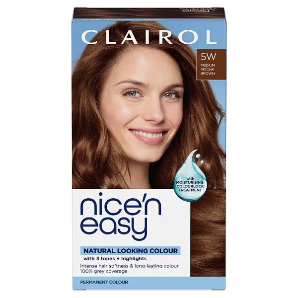 Clairol Nice N Easy permanent hair dye 5W Medium Mocha Brown - British product