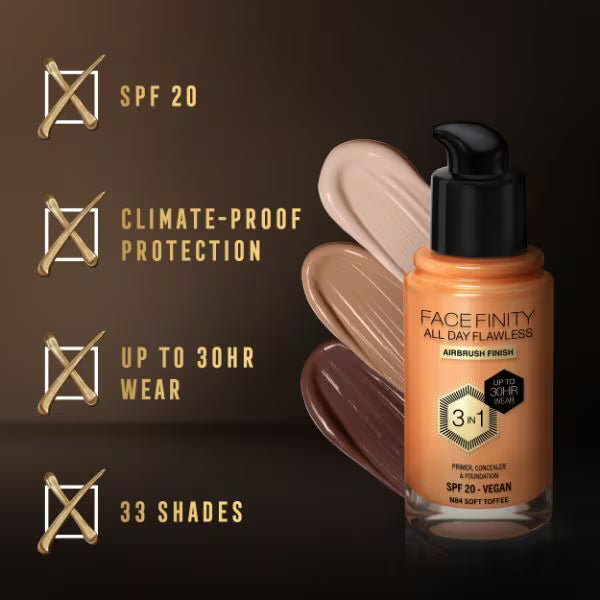 Max Factor Facefinity Foundation Soft Toffee, imported from the UK