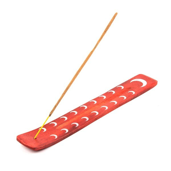 Myga burgundy incense holder with moon design, imported from the UK
