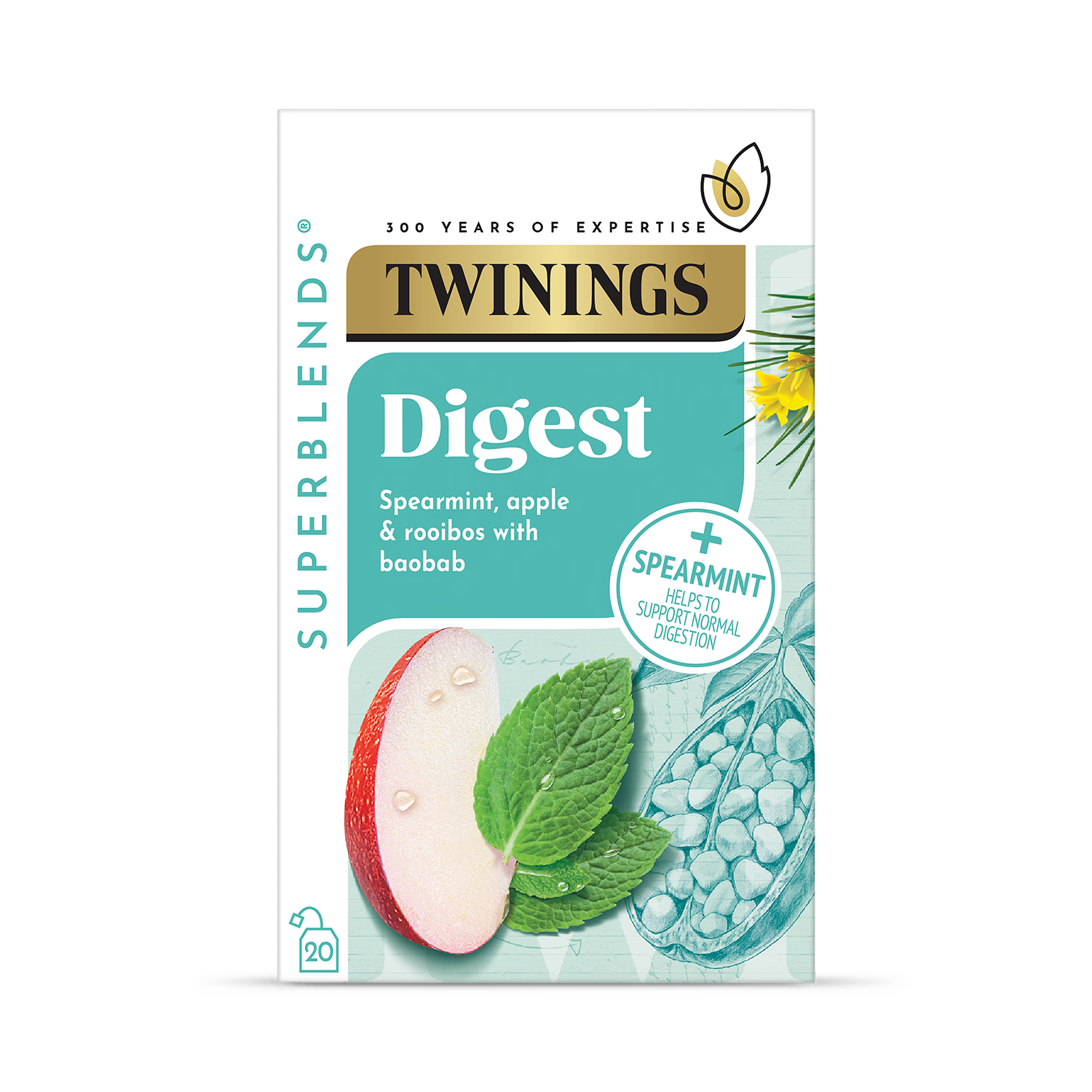 Twinings Digest Herbal Tea Bags Apple Flavour 20 pack (British brand)