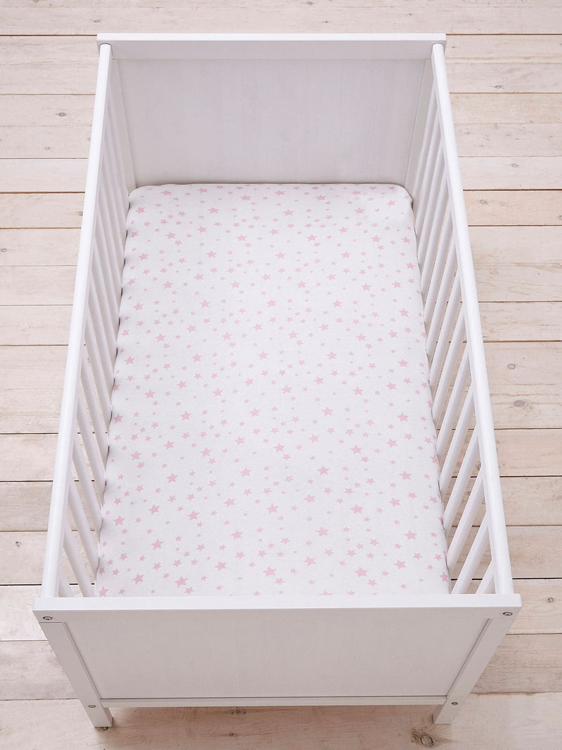 Silentnight Pink Stars cot bed fitted sheets 2 pack (British brand)