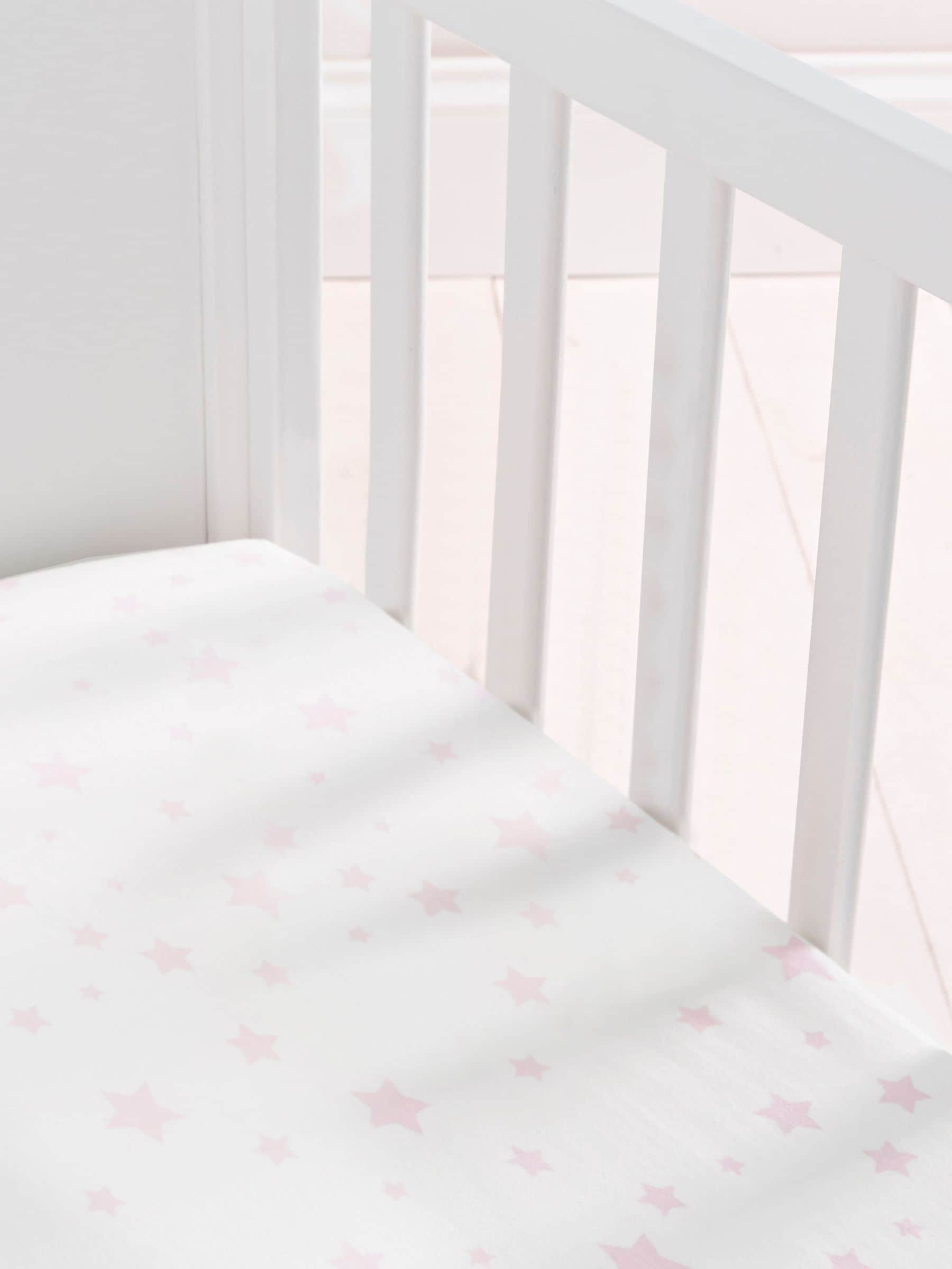 Silentnight Pink Stars cot bed fitted sheets 2 pack (British brand)