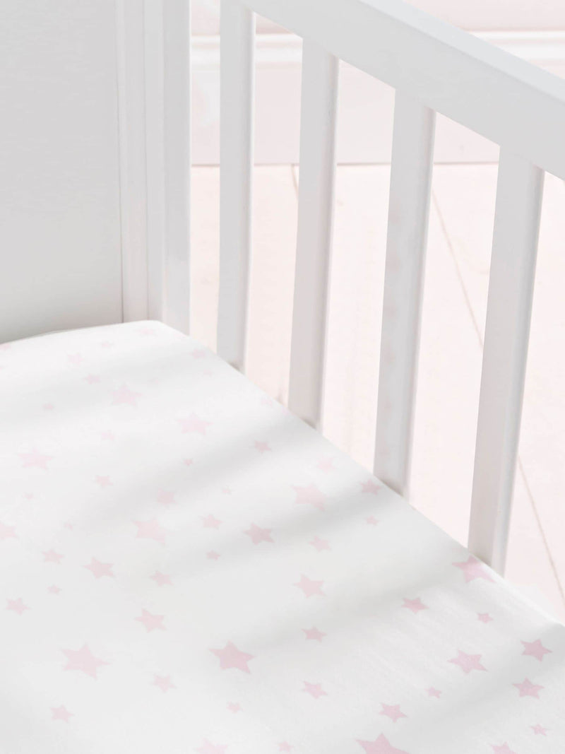 Silentnight Pink Stars cot bed fitted sheets 2 pack (British brand)