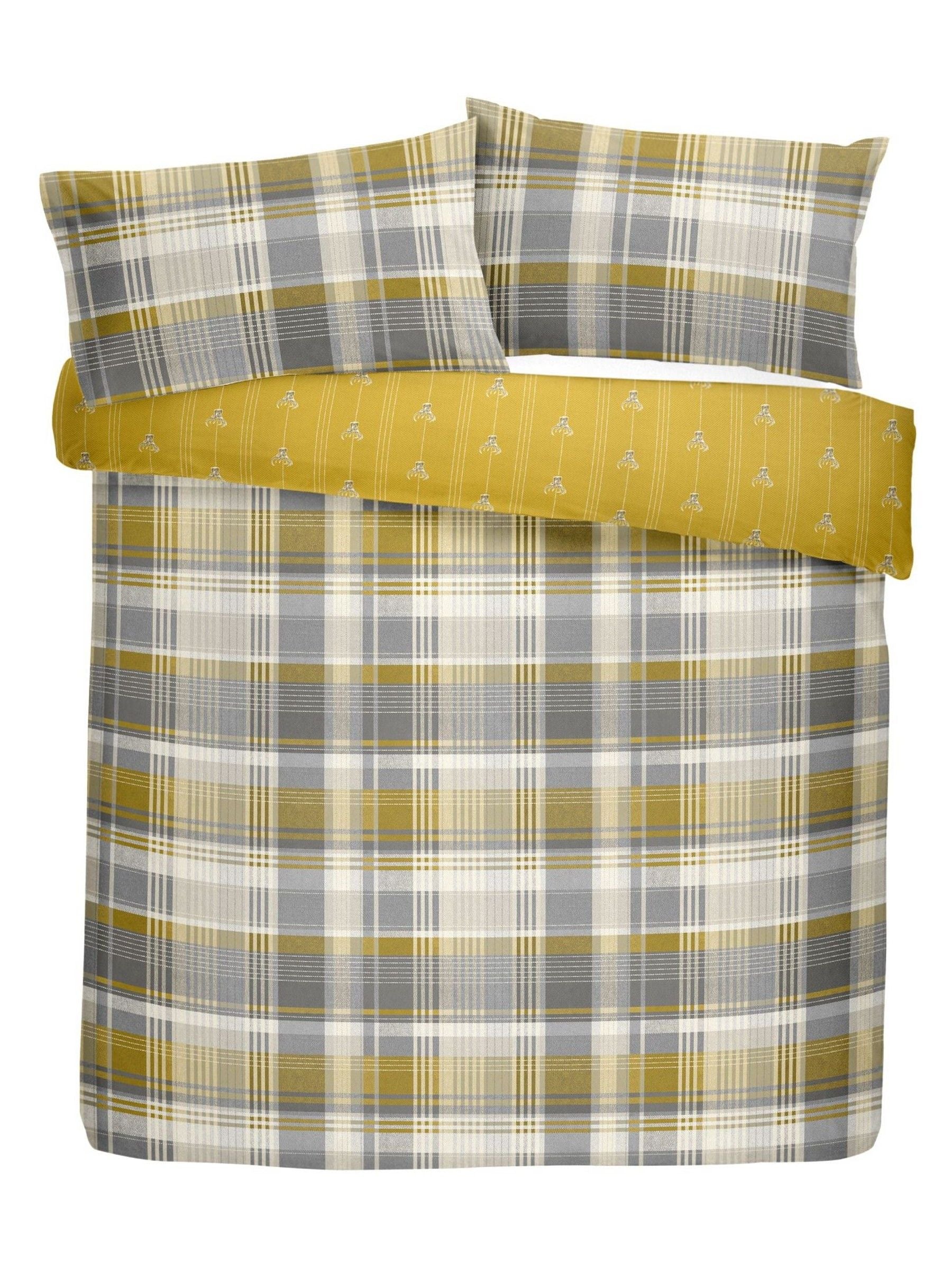 Dreams & Drapes ochre yellow Connolly check duvet cover and pillowcase set - British product
