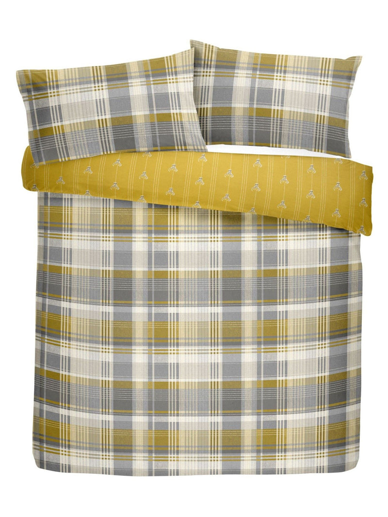 Dreams & Drapes ochre yellow Connolly check duvet cover and pillowcase set - British product