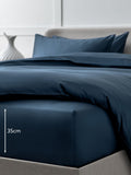 Navy Luxe Egyptian Cotton Deep Fitted Bed Sheet, imported from the UK