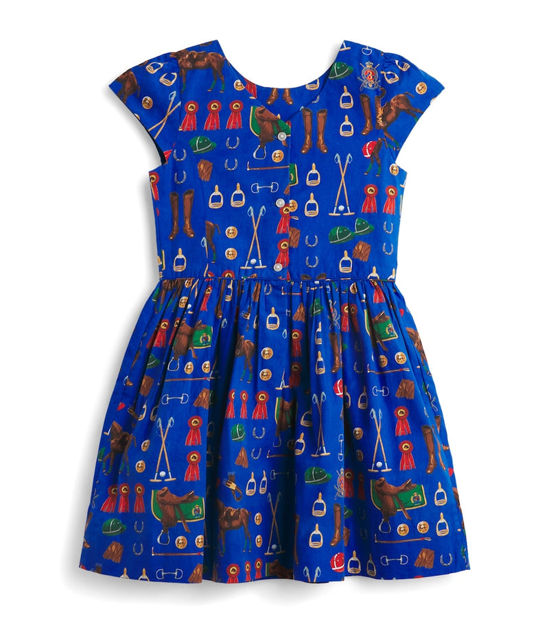 Ralph Lauren Kids cotton poplin printed dress for children aged 2-7 years, imported from the UK