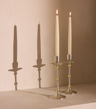 Medium Silver-Plated Candlestick Holder 25cm
