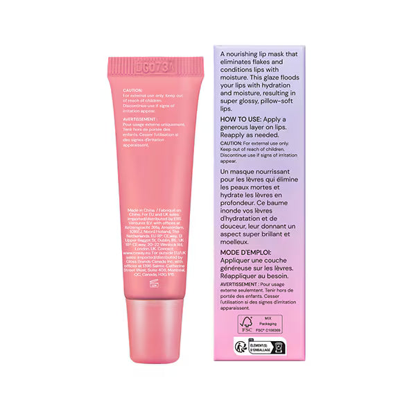 DNR Glossmetics strawberry pink lip glaze 10ml - British product