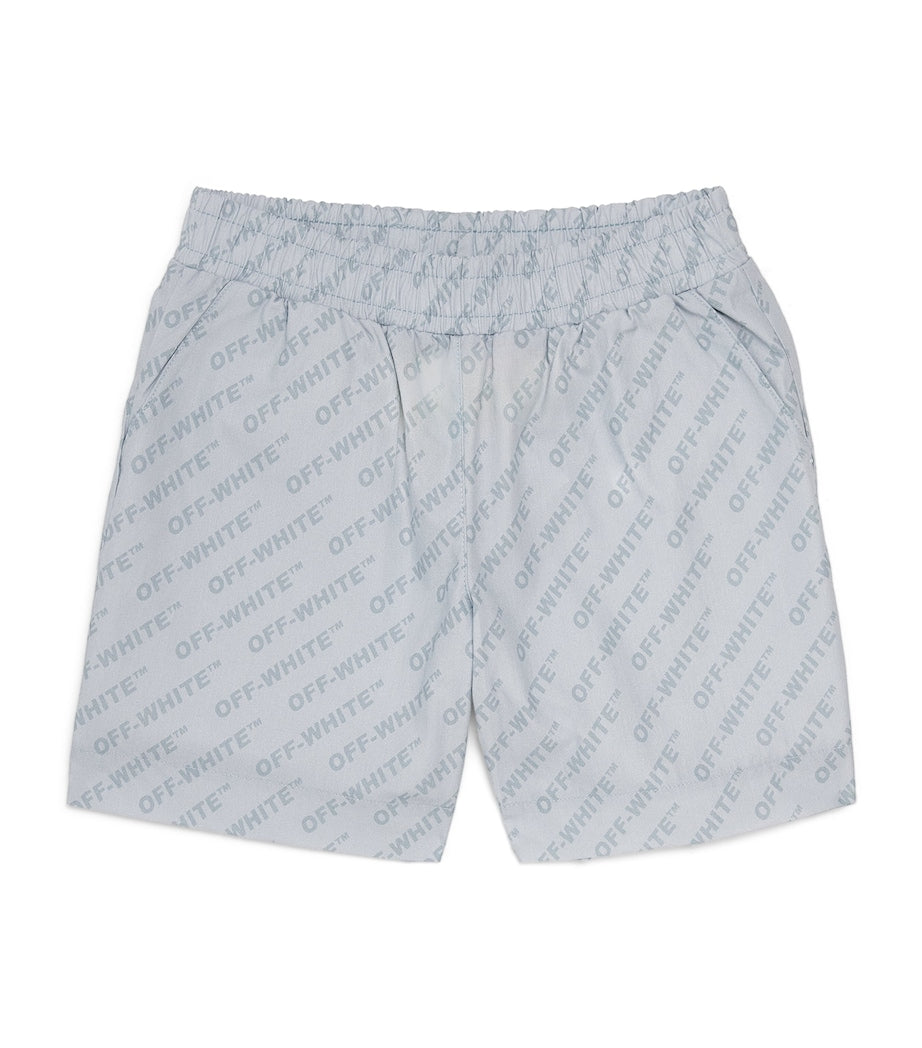 Off-White Kids Logo Bowling Shorts 4-12+ years, imported from the UK