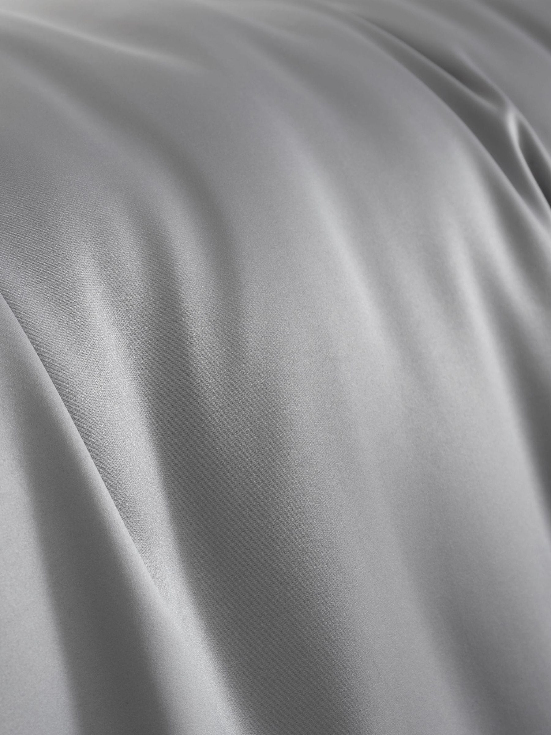 Catherine Lansfield Silver Silky Soft Satin Duvet Cover and Pillowcase Set