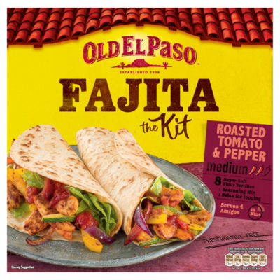 Old El Paso Roasted Tomato & Pepper Fajita Kit 500g, imported from the UK