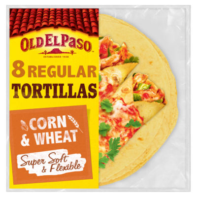 Old El Paso soft corn tortilla wraps 8 pack 335g, imported from the UK