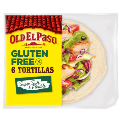 Old El Paso tortilla wraps gluten free 216g, imported from the UK