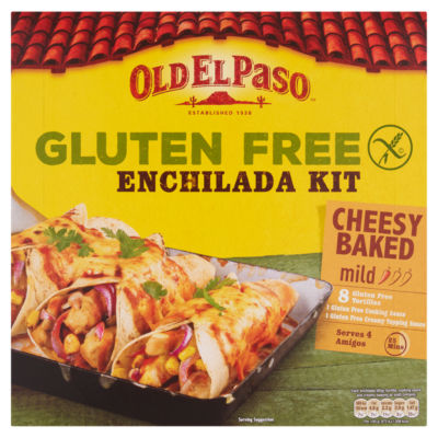 Old El Paso Gluten Free Cheesy Baked Enchilada Kit 518g, imported from the UK