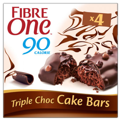 Fibre One triple choc cake bars 4 x 25g - British product