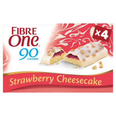 High Fibre Strawberry Cheesecake Cake Bars 90 Calories 4 Pack