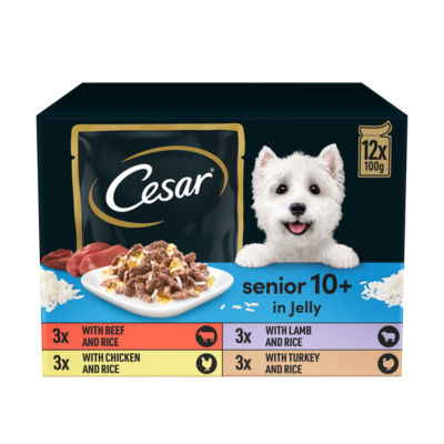 Cesar senior dog food pouches mixed selection 12x100g - British product