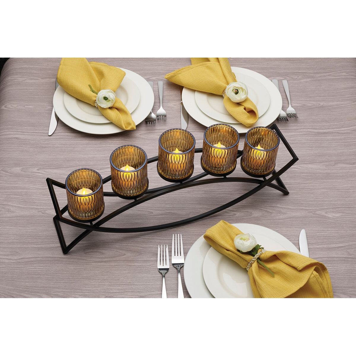 Mikasa candle holder centrepiece with 5 glass cups, imported from the UK