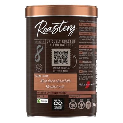 Nescafe Roastery Dark Roast instant coffee 95g, imported from the UK