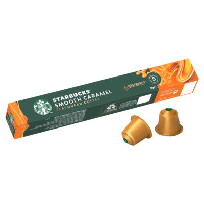 Starbucks Smooth Caramel coffee capsules for Nespresso, 53g box of 10 (British brand)
