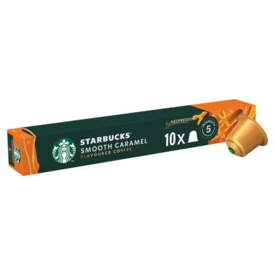 Starbucks Smooth Caramel coffee capsules for Nespresso, 53g box of 10 (British brand)