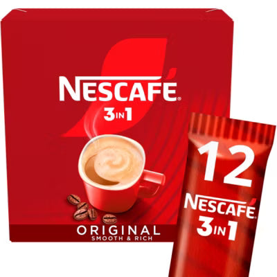 Nescafé 3in1 Instant Coffee Sachets 192g, imported from the UK