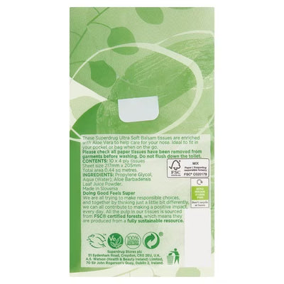 Superdrug Balsam Pocket Tissues med Aloe Vera