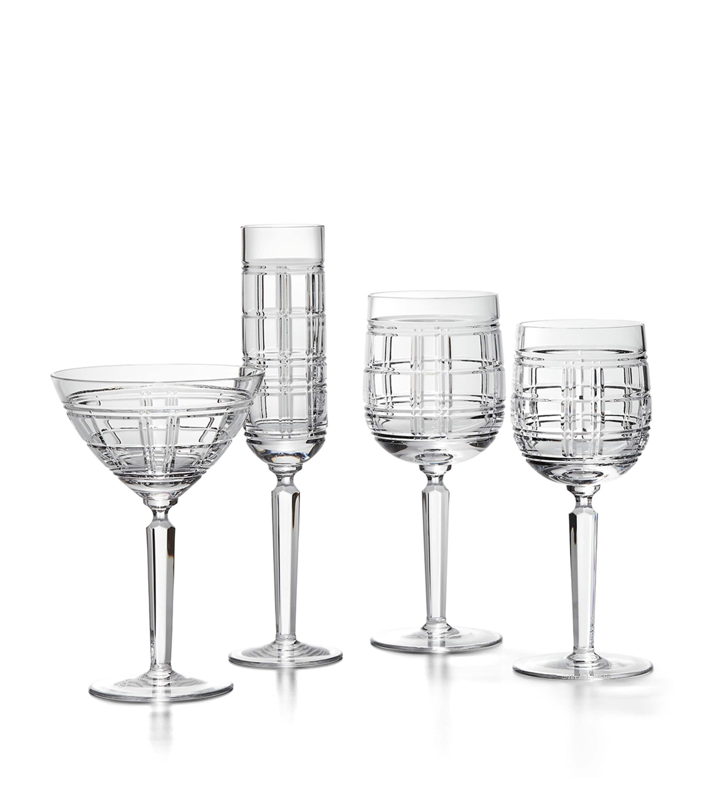 Ralph Lauren Home Hudson Plaid white wine glass, imported from the UK