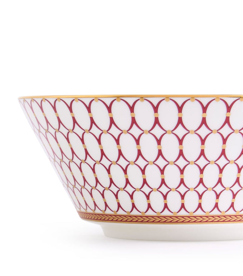 Wedgwood bone china soup bowl with red accents, 20cm (British brand)