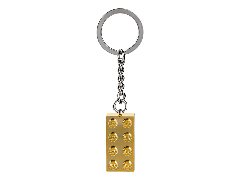 LEGO Gold Brick Keyring 2x4 Design with Metal Chain, UK version
