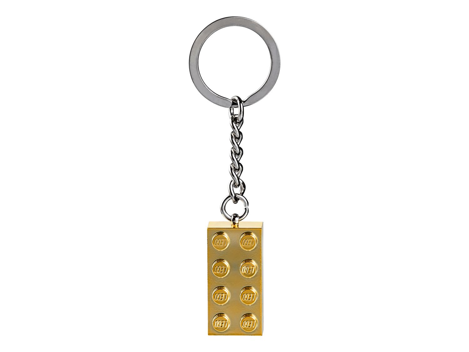 LEGO Gold Brick Keyring 2x4 Design with Metal Chain, UK version