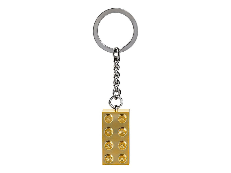 LEGO Gold Brick Keyring 2x4 Design with Metal Chain, UK version
