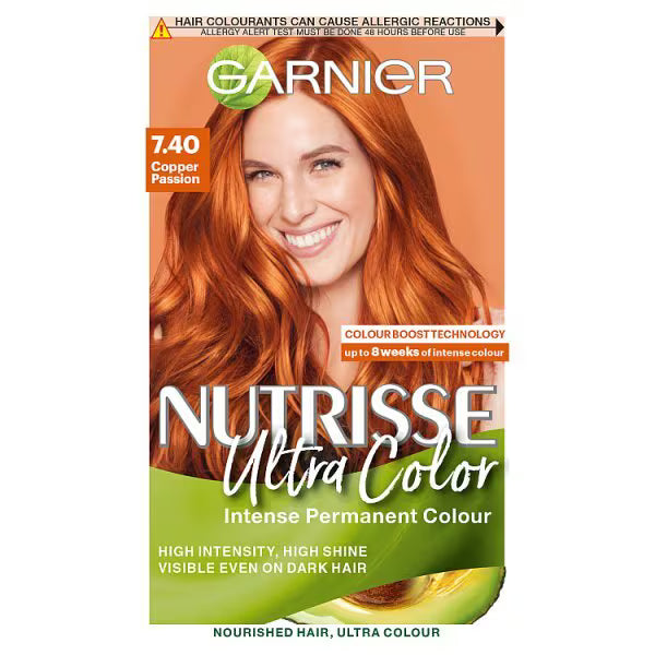 garnier nutrisse ultra color 7.40 copper passion permanent hair colour, UK version