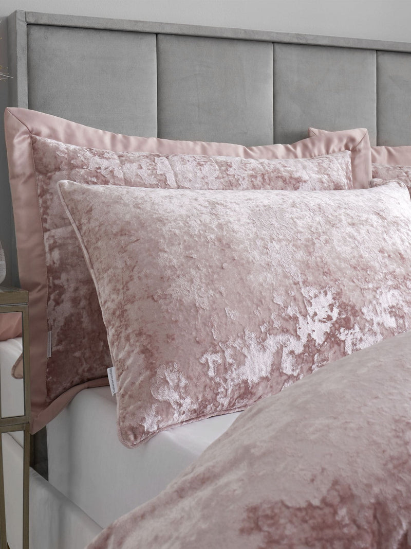 Catherine Lansfield pink crushed velvet duvet cover and pillowcase set - British product