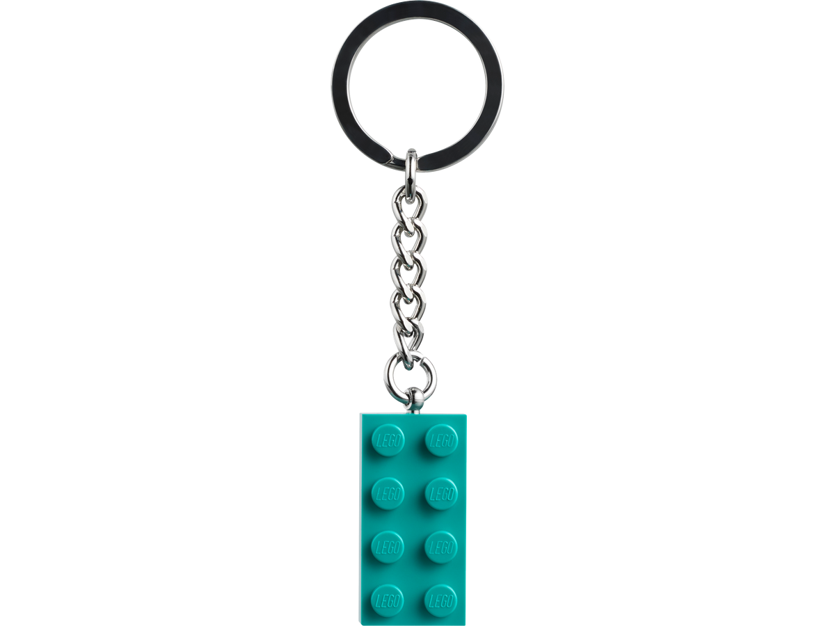 LEGO Brick Keyring Bright Bluish Green 8cm long - British product