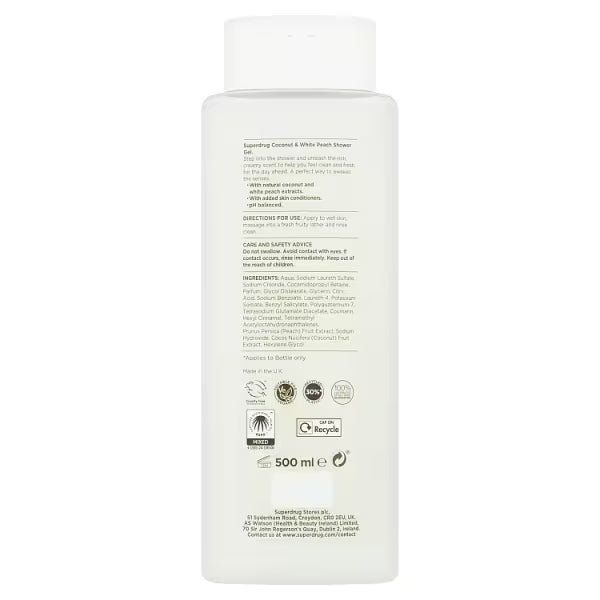 Superdrug Fruity Coconut White Peach Shower Gel 500ml (British brand)