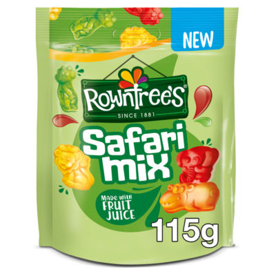 Rowntree's Safari Mix fruity flavoured jelly sweets 115g, imported from the UK