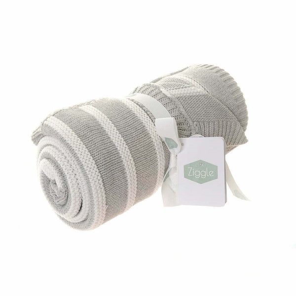 Ziggle grey and white striped baby blanket 100x75cm (British brand)