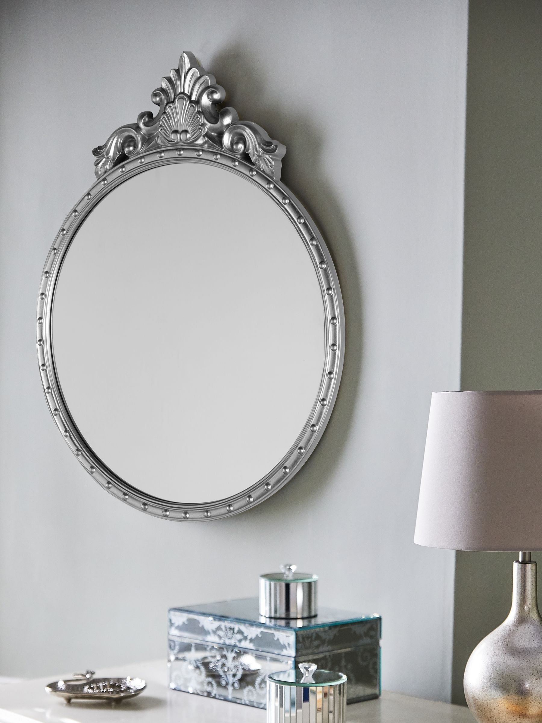 Laura Ashley Silver Overton Ornate mirror 72cm x 58cm, UK version