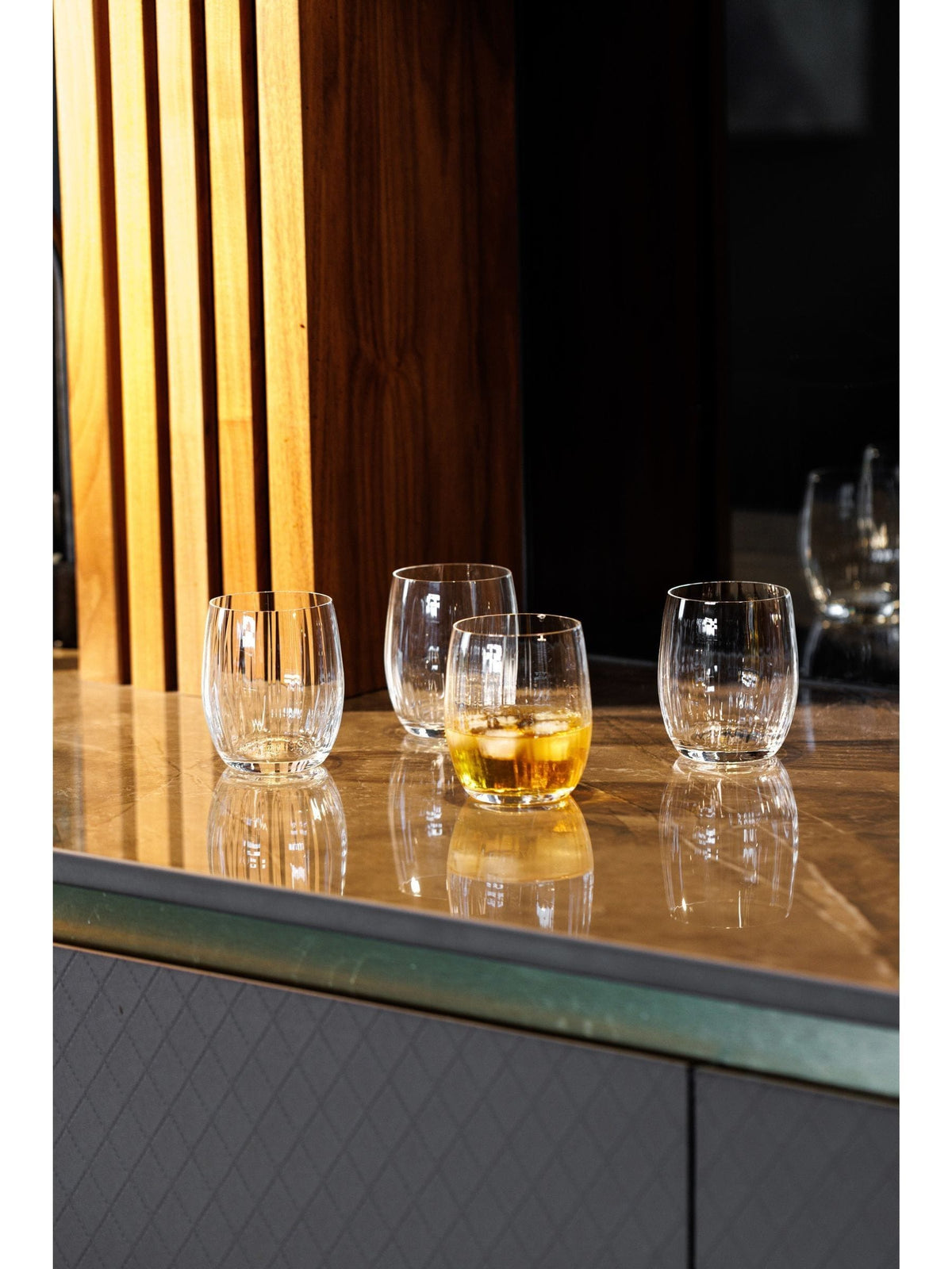 Mikasa Clear Treviso Crystal Stemless Wine Glasses Set of 4, imported from the UK