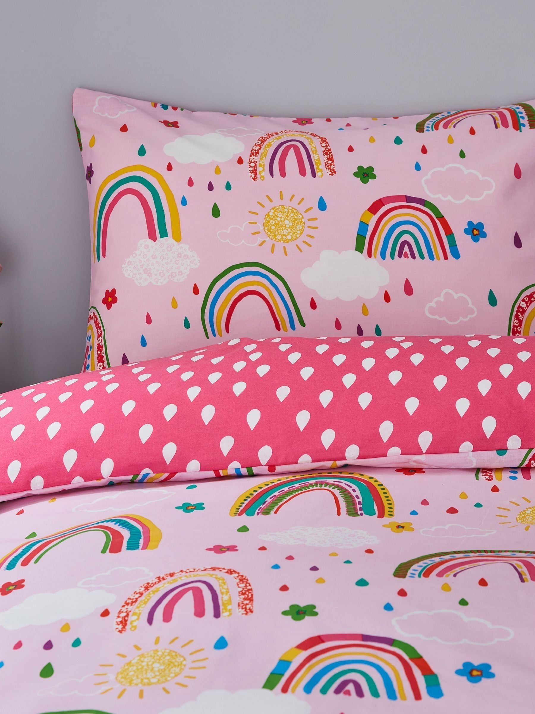 Silentnight Yellow Kids Healthy Growth Rainbow Duvet Cover and Pillowcase Set