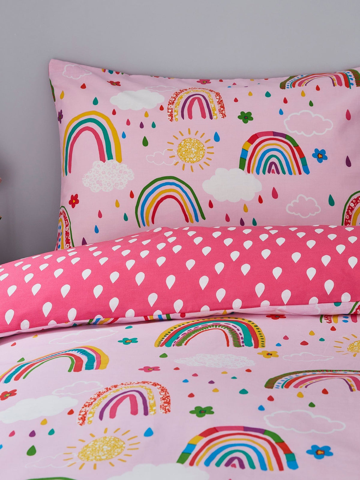 Silentnight Yellow Kids Healthy Growth Rainbow Duvet Cover and Pillowcase Set