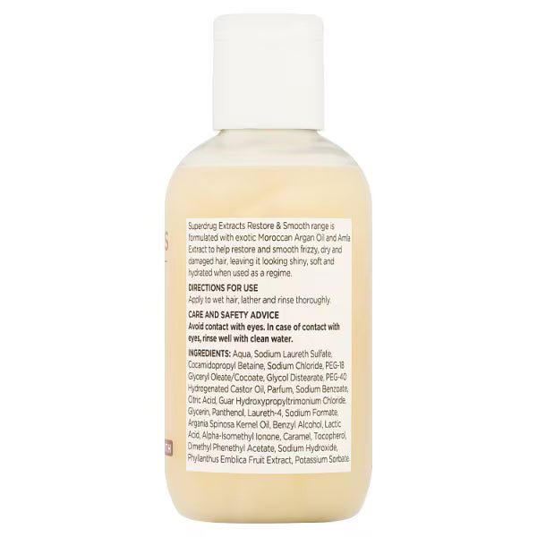Superdrug argan shampoo restore smooth (British brand)